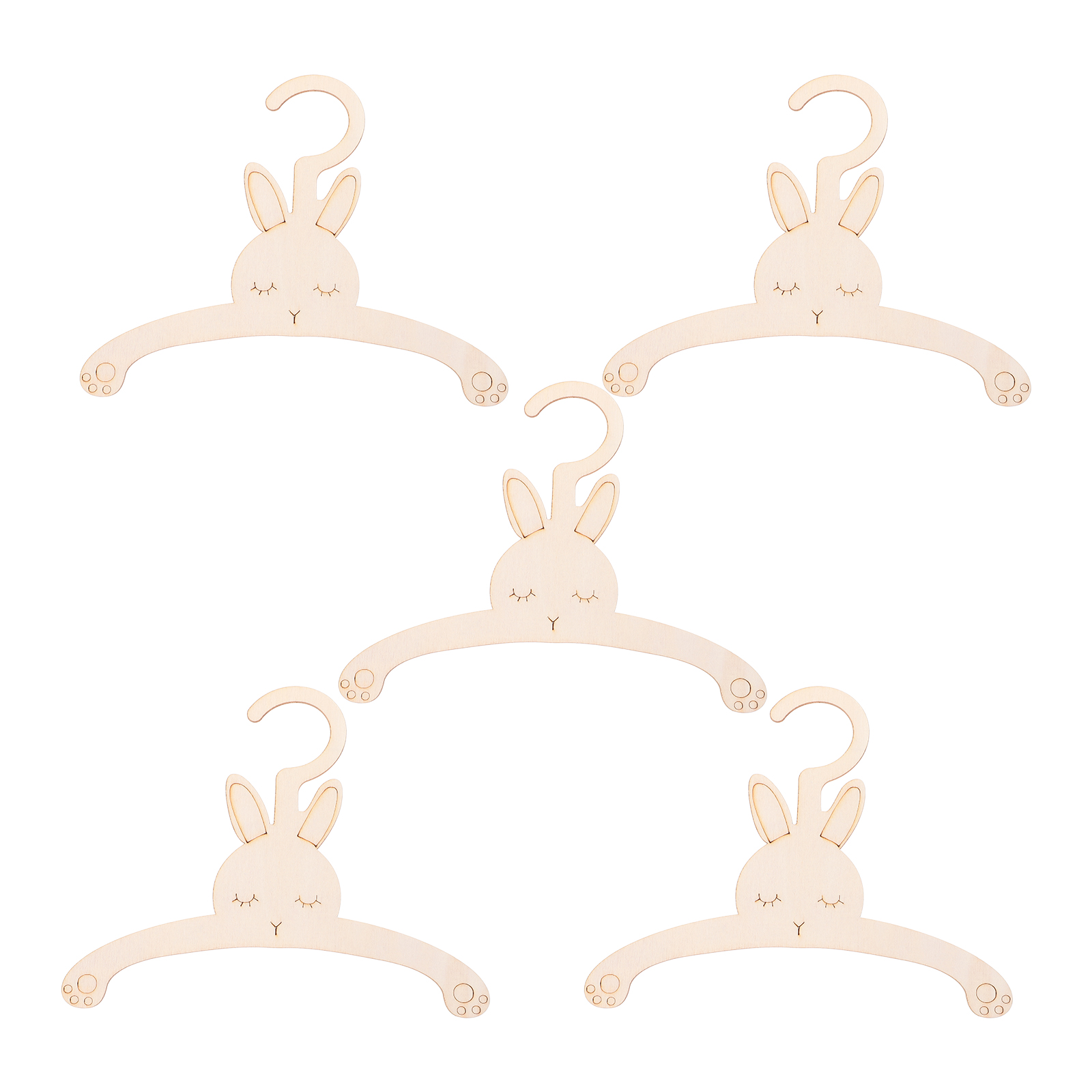 Baby Nursery Uniform - 5pcs Wooden Rabbit Hangers Reusable Baby