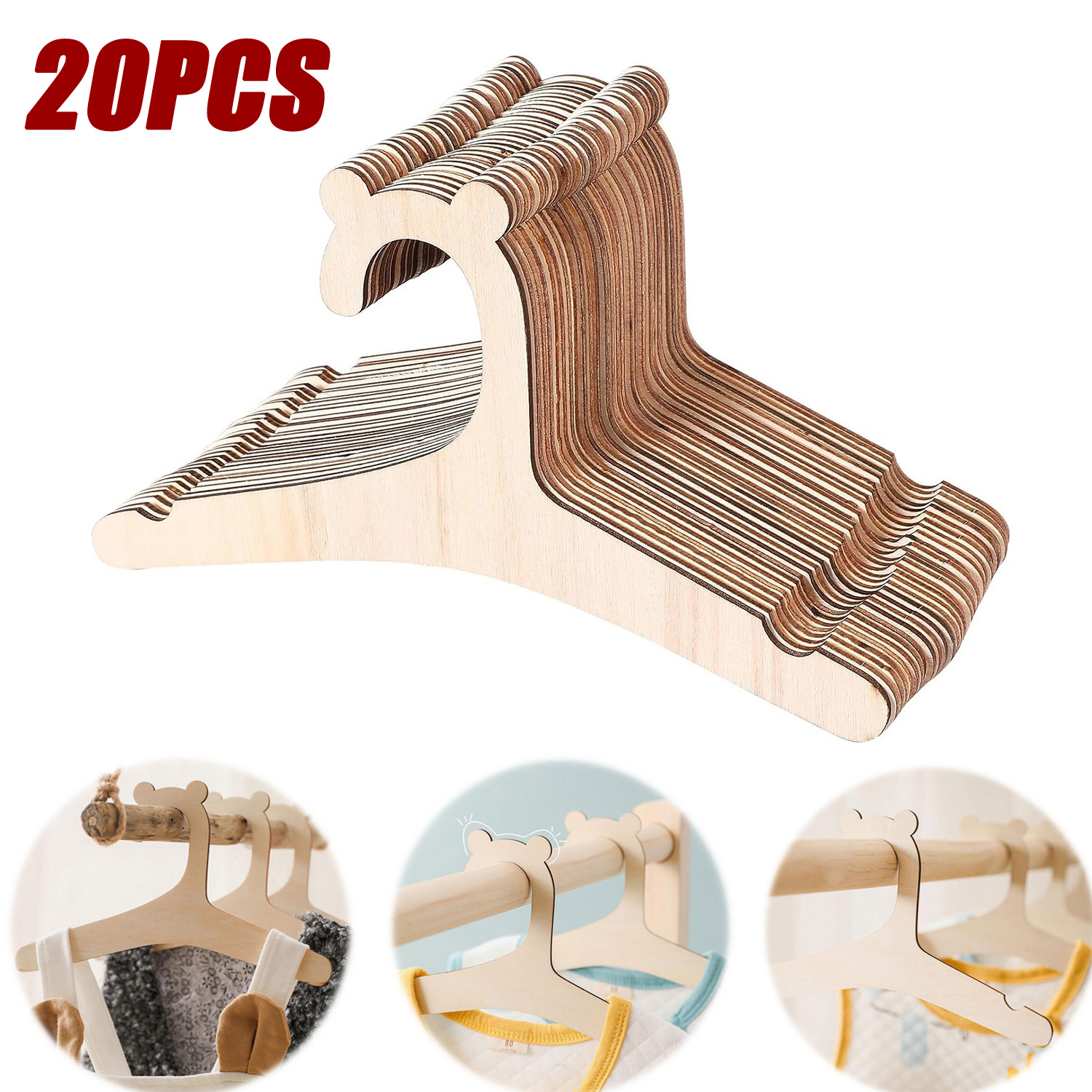 Baby Nursery Uniform - 20pcs Baby Clothes Rack Wooden Children