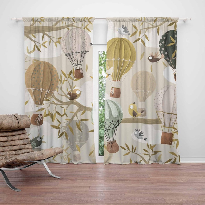 Baby Nursery Youtube - Hot Air Balloon Curtains Bird Animal