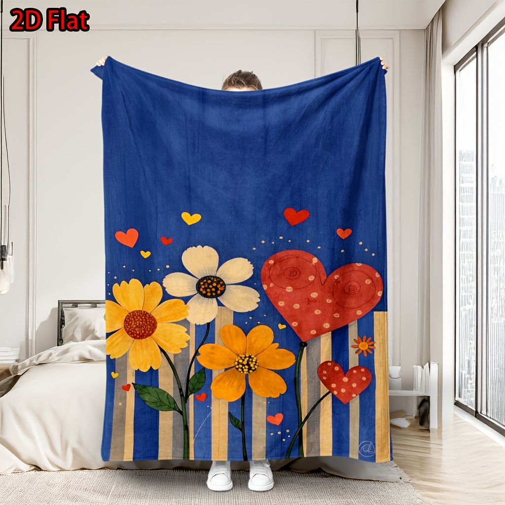 Baby Nursery Accent Wall - Boho Floral Heart Pattern Throw Blanket