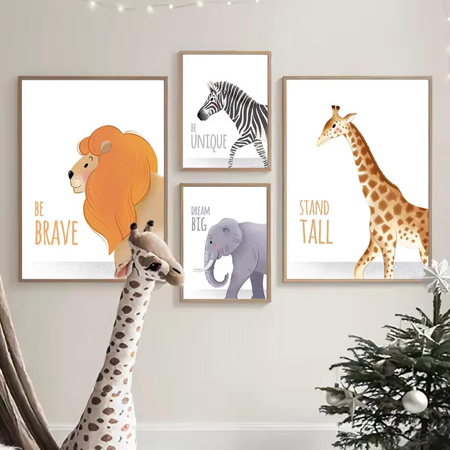 Baby Nursery Animal Pictures - Inspirational quotes Nursery Wall Art Mural