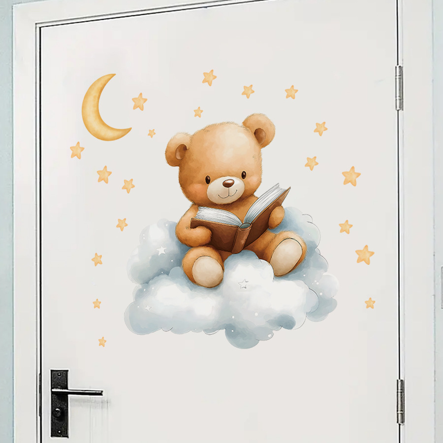 Cute Bear Moon Star Wall Stick - Baby Nursery Wallpaper Girl ulasan dan harga