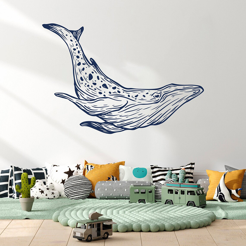 Whale Wall Decals Nautical Hom - Baby Nursery Mural Wallpaper ulasan dan harga
