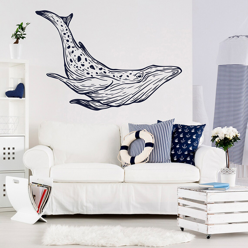 Whale Wall Decals Nautical Hom - Baby Nursery Mural Wallpaper ulasan dan harga