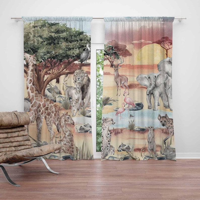 Safari Animals Curtain Kids Be - Baby Nursery Youtube ulasan dan harga
