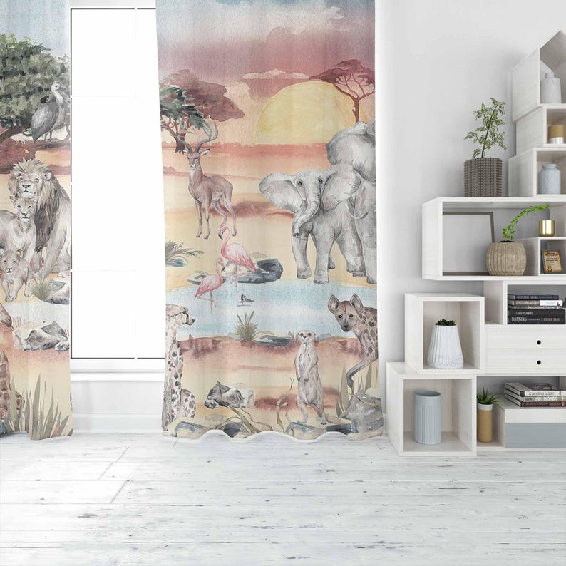Safari Animals Curtain Kids Be - Baby Nursery Youtube ulasan dan harga