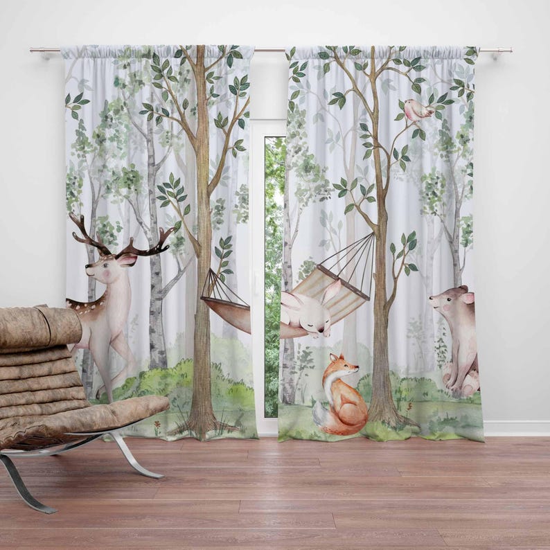Woodland Animals Curtains Kids - Baby Nursery Youtube ulasan dan harga