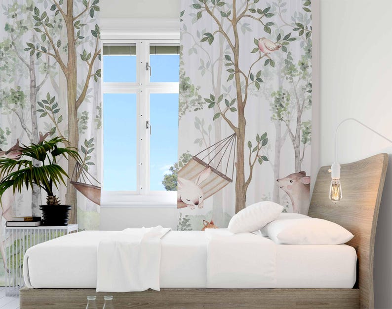Woodland Animals Curtains Kids - Baby Nursery Youtube ulasan dan harga