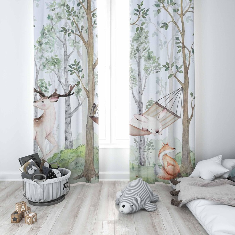 Woodland Animals Curtains Kids - Baby Nursery Youtube ulasan dan harga