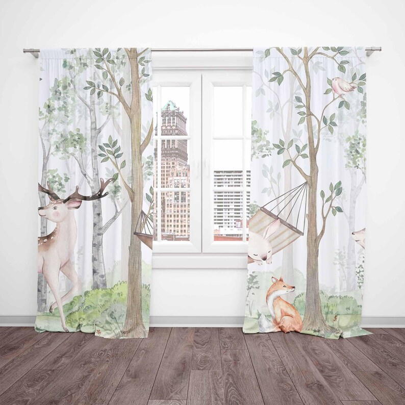 Woodland Animals Curtains Kids - Baby Nursery Youtube ulasan dan harga