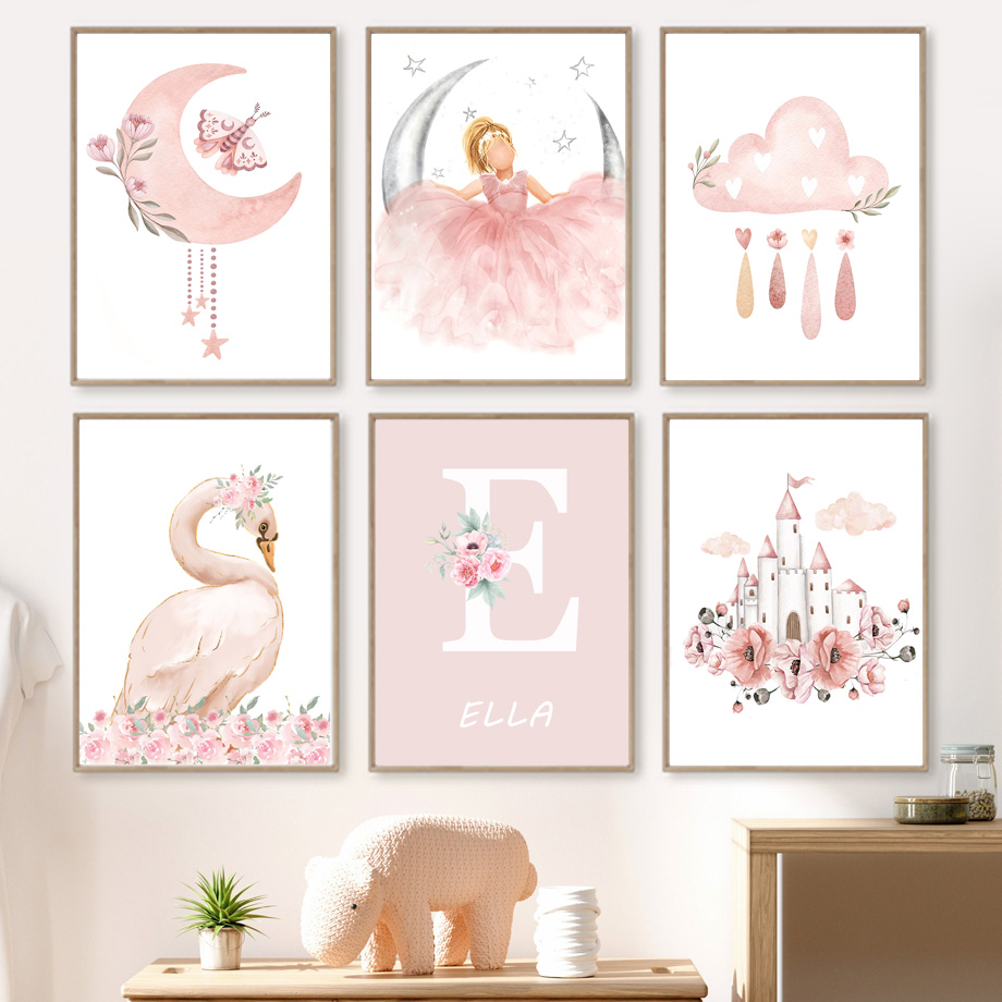 Pink Angel Girl Sun Moon Cloud - Baby Nursery Animal Pictures ulasan dan harga