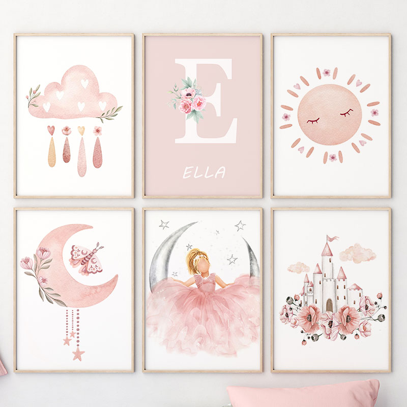 Pink Angel Girl Sun Moon Cloud - Baby Nursery Animal Pictures ulasan dan harga