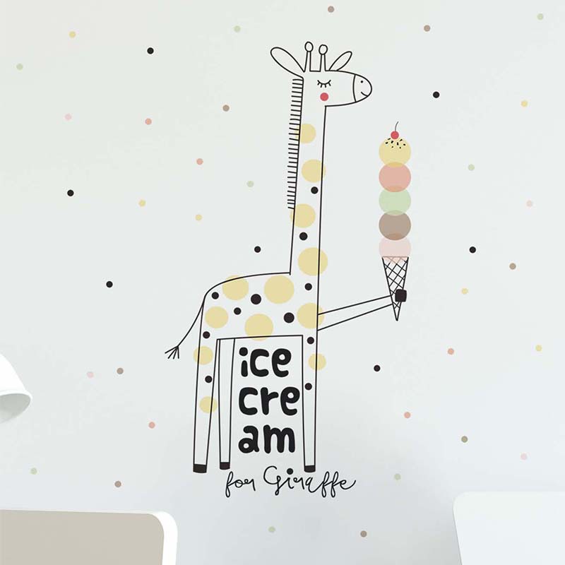 Cartoon Ice Cream Giraffe Wall - Baby Nursery Mural Wallpaper ulasan dan harga
