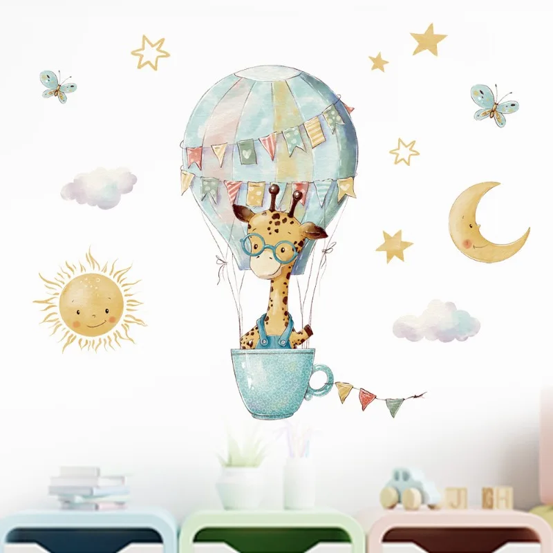 Cartoon Giraffe Wall Stickers  - Baby Nursery Wallpaper Girl ulasan dan harga