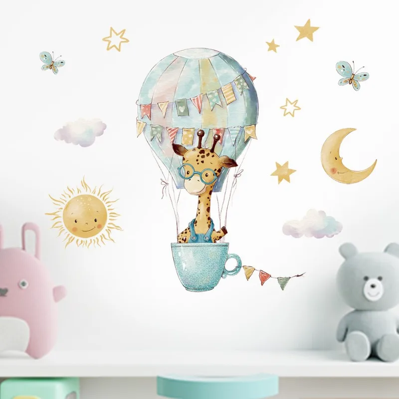 Cartoon Giraffe Wall Stickers  - Baby Nursery Wallpaper Girl ulasan dan harga