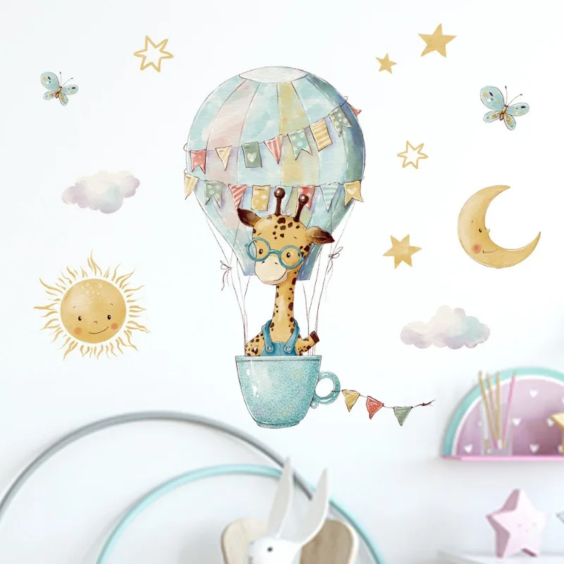 Cartoon Giraffe Wall Stickers  - Baby Nursery Wallpaper Girl ulasan dan harga