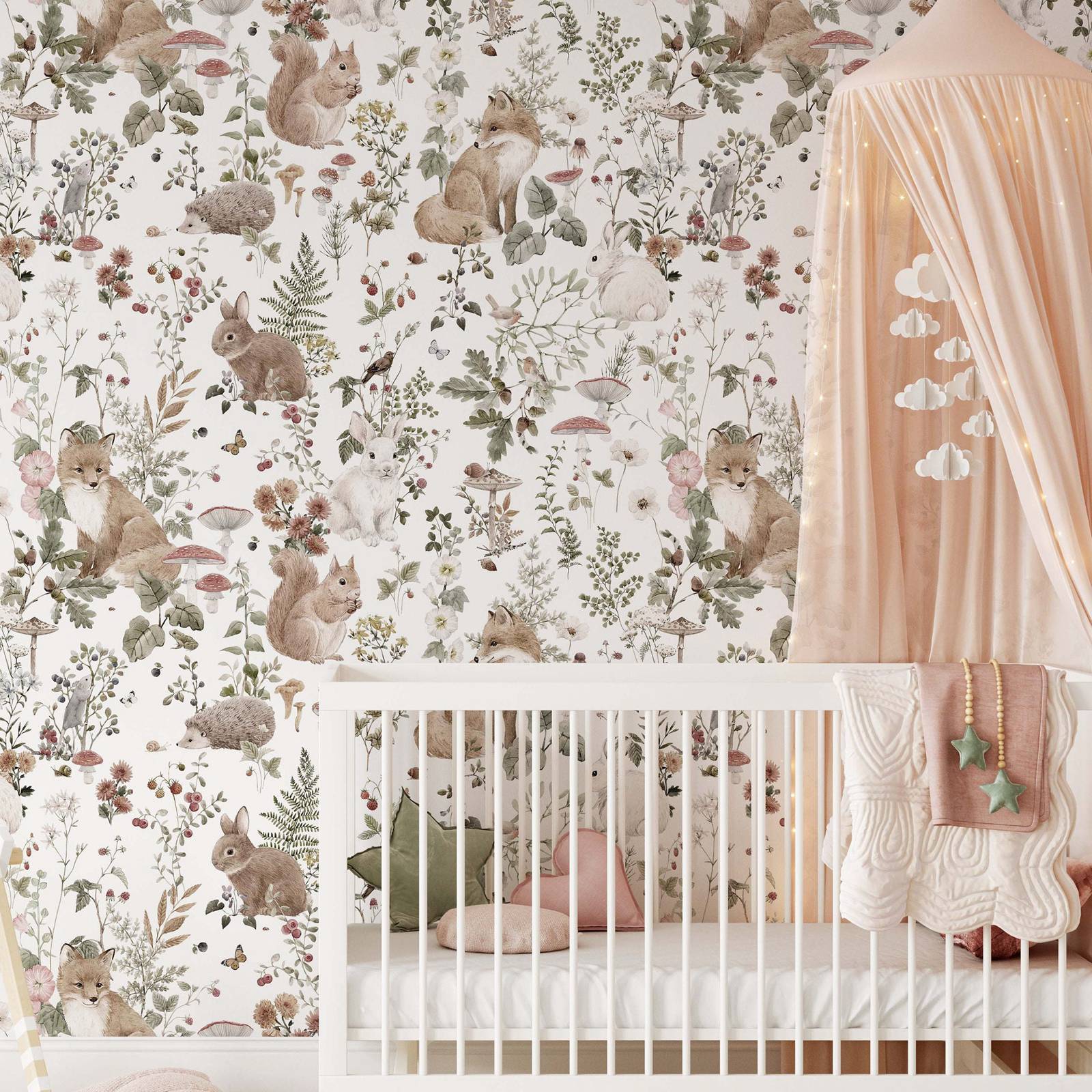 Forest Babies MuraL, Boys Nurs - Baby Nursery Mural Wallpaper ulasan dan harga