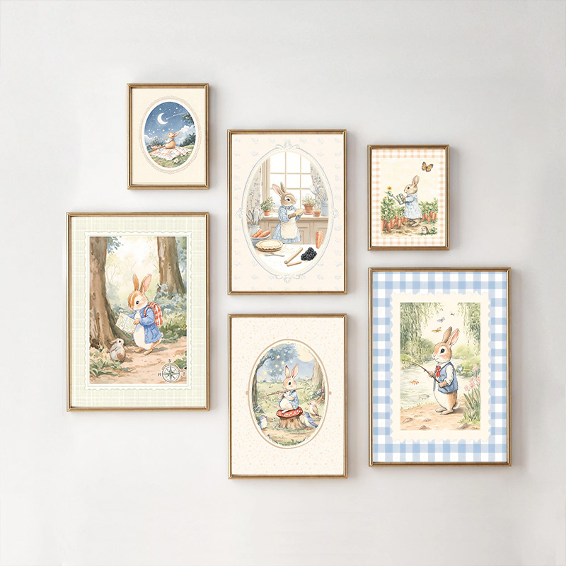 Vintage Boho Blue Plaid Rabbit - Baby Nursery Vintage ulasan dan harga