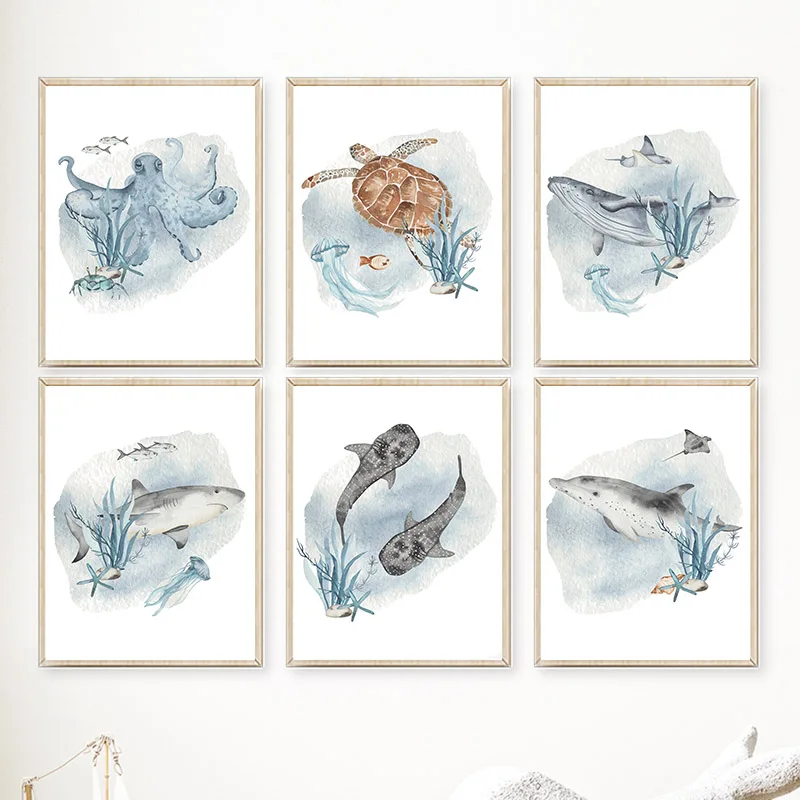 Posters And Prints Whale Fish  - Baby Nursery Animal Pictures ulasan dan harga