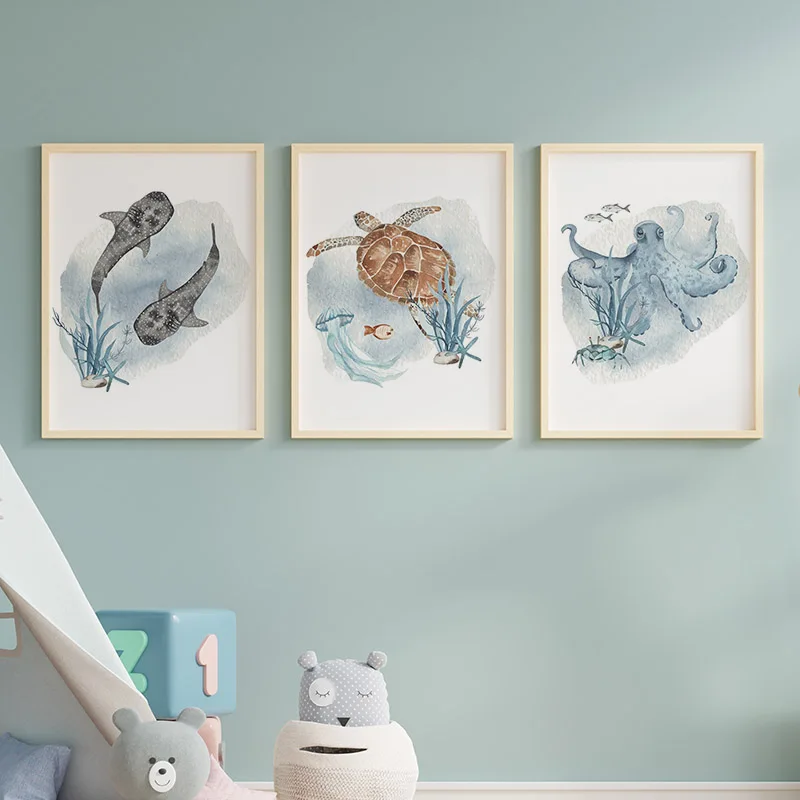 Posters And Prints Whale Fish  - Baby Nursery Animal Pictures ulasan dan harga