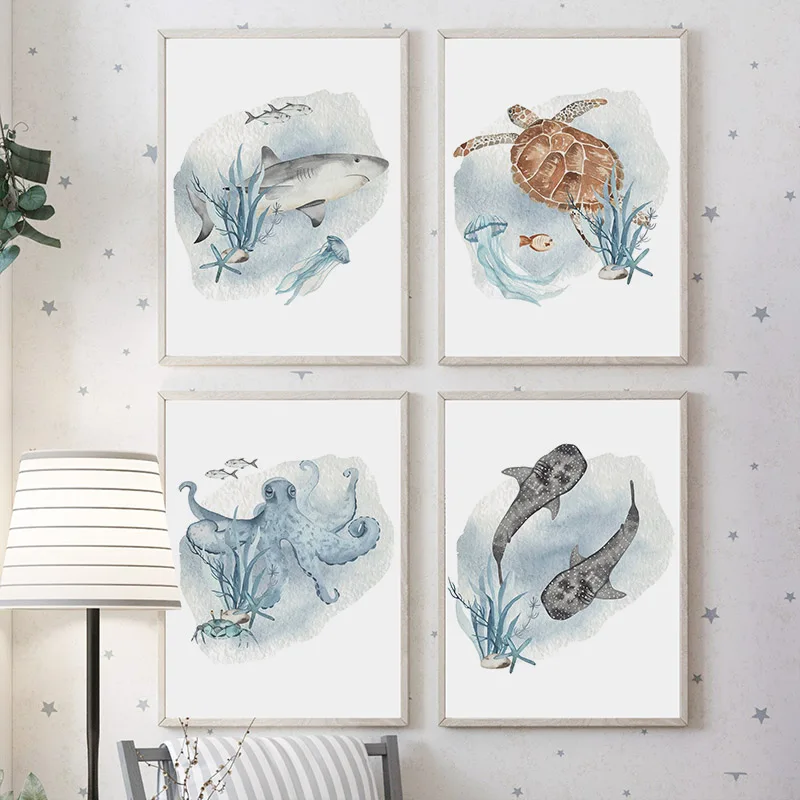 Posters And Prints Whale Fish  - Baby Nursery Animal Pictures ulasan dan harga