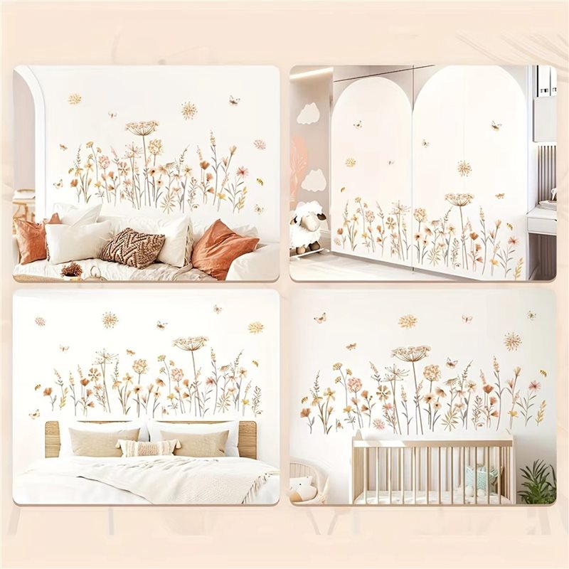 【EFFICIENT 】2X Boho Flower Wal - Baby Nursery Wallpaper Girl ulasan dan harga