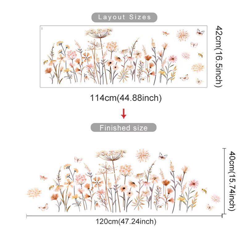 【EFFICIENT 】2X Boho Flower Wal - Baby Nursery Wallpaper Girl ulasan dan harga