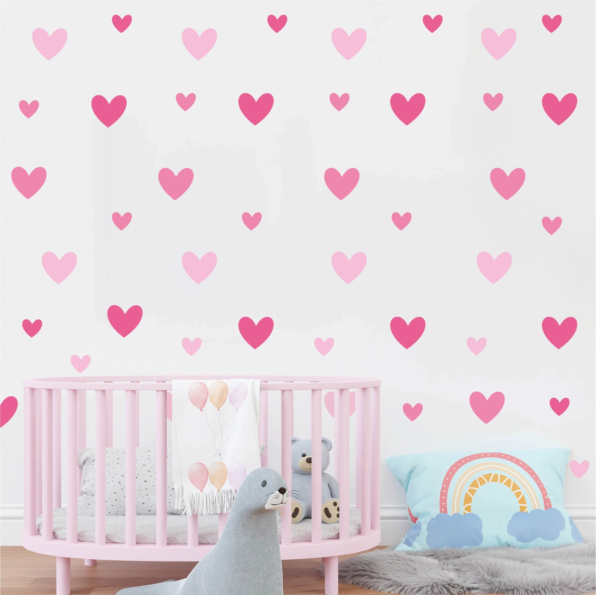 170pcs=10 Sheets Pink Heart Wa - Baby Nursery Wallpaper Girl ulasan dan harga