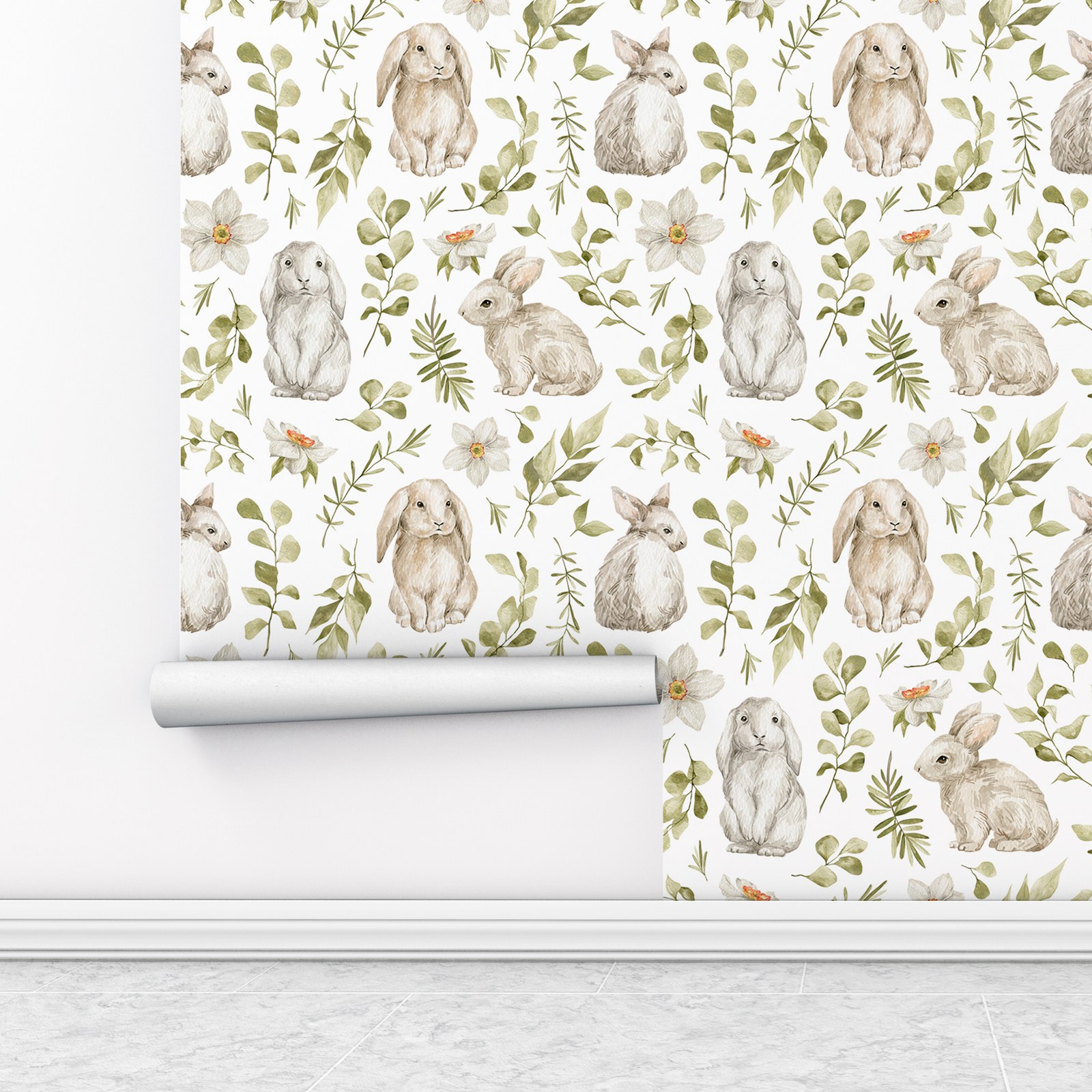 Bunny Wallpaper Kids Room Wall - Baby Nursery Wallpaper Girl ulasan dan harga