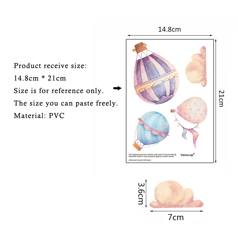Creative Colorful Hot Air Ball - Baby Nursery Mural Wallpaper ulasan dan harga