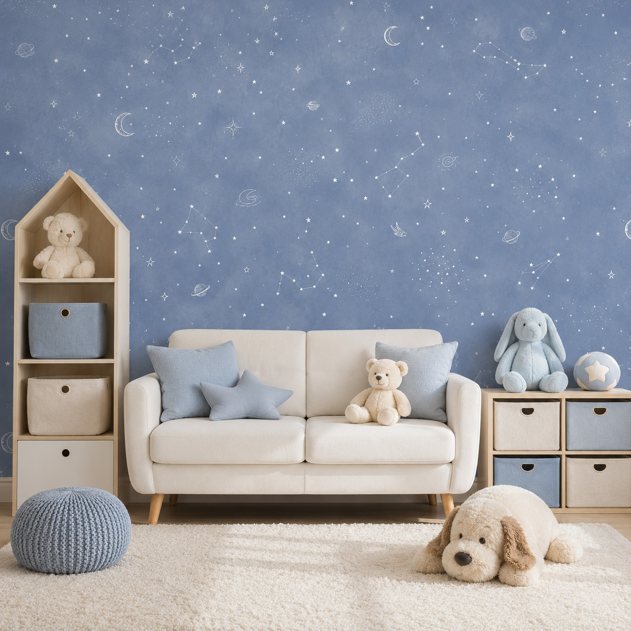 Blue Starry Sky Self Adhesive  - Baby Nursery Mural Wallpaper ulasan dan harga