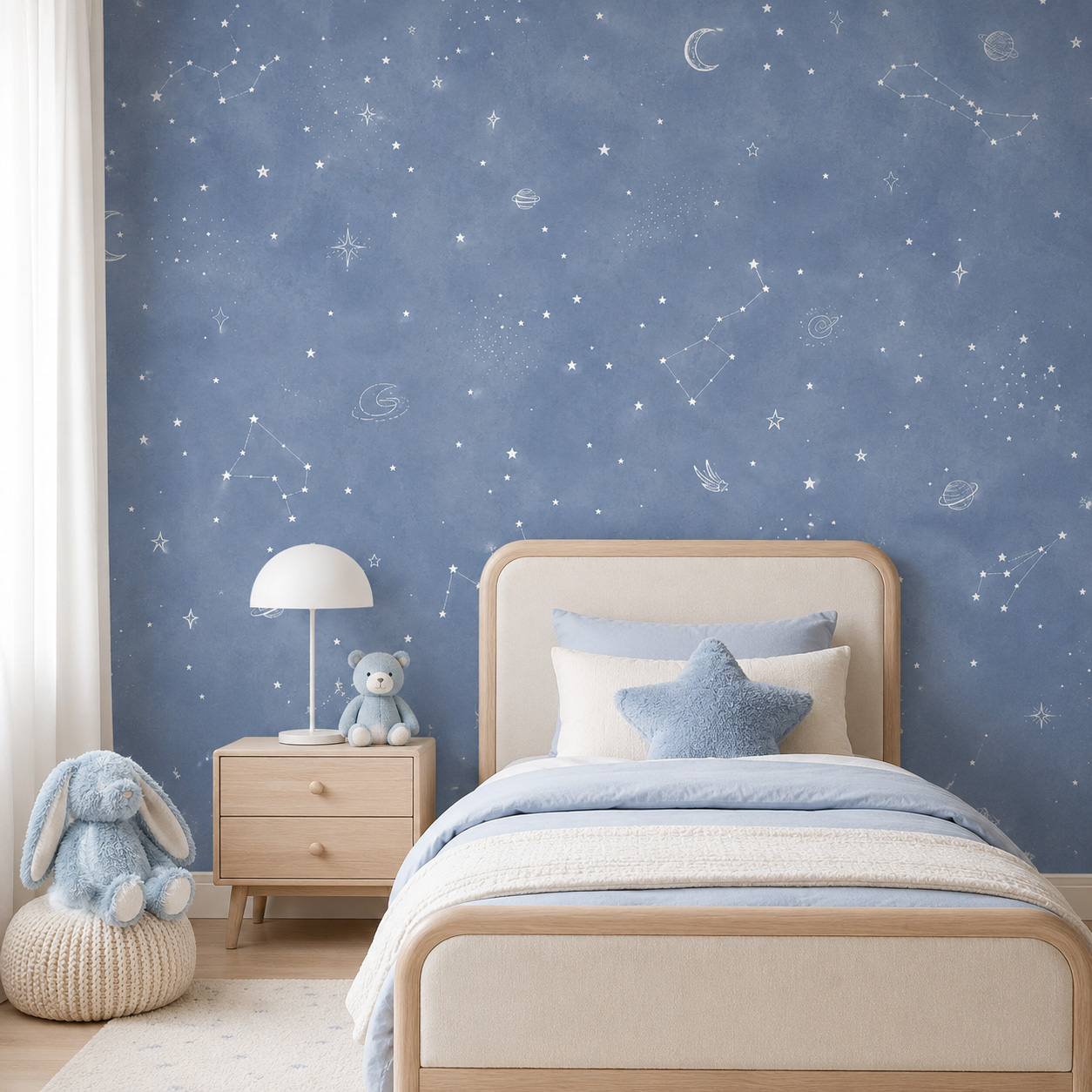 Blue Starry Sky Self Adhesive  - Baby Nursery Mural Wallpaper ulasan dan harga