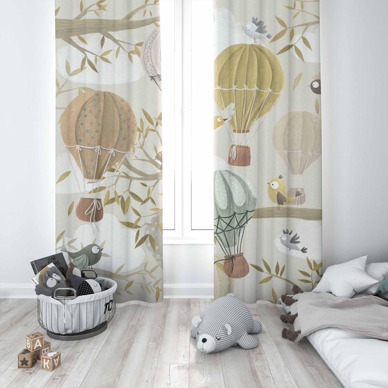 Hot Air Balloon Curtains Bird  - Baby Nursery Youtube ulasan dan harga