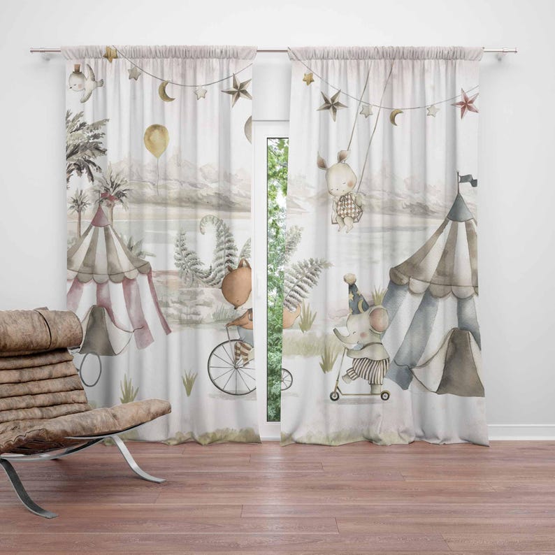 Circus Animals Curtains Kids B - Baby Nursery Youtube ulasan dan harga