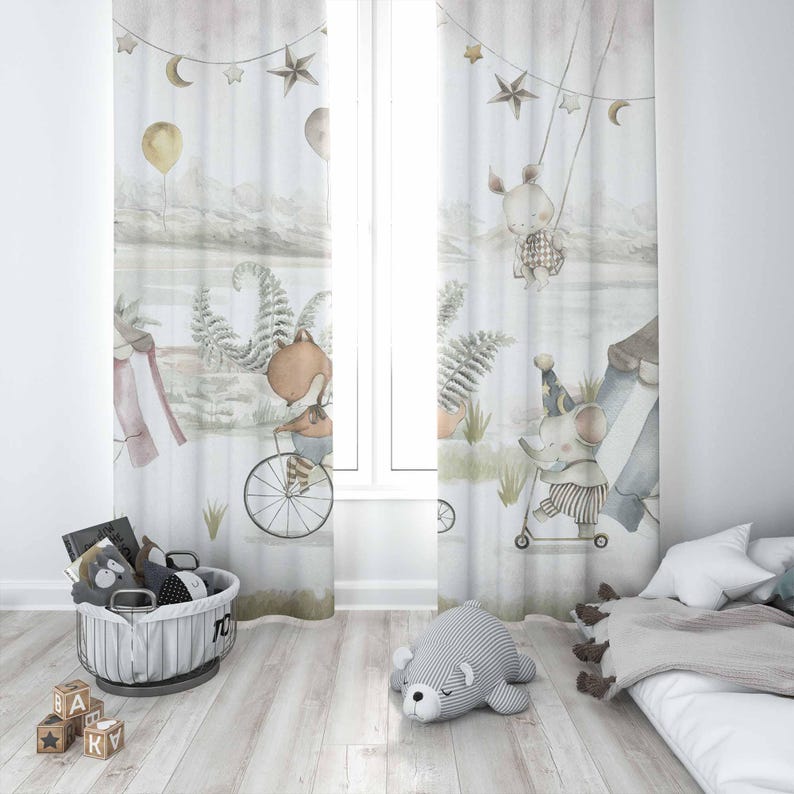 Circus Animals Curtains Kids B - Baby Nursery Youtube ulasan dan harga