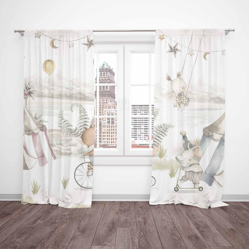 Circus Animals Curtains Kids B - Baby Nursery Youtube ulasan dan harga