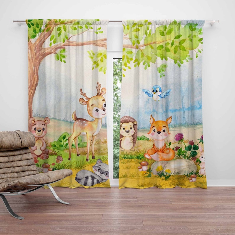 Woodland Animals Curtains Kids - Baby Nursery Youtube ulasan dan harga