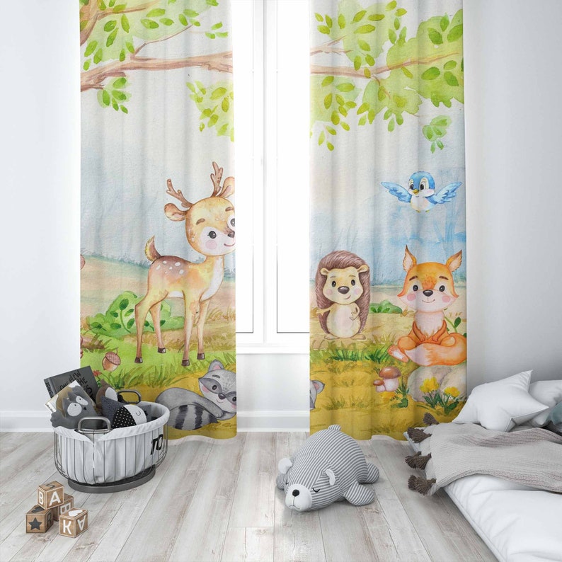 Woodland Animals Curtains Kids - Baby Nursery Youtube ulasan dan harga