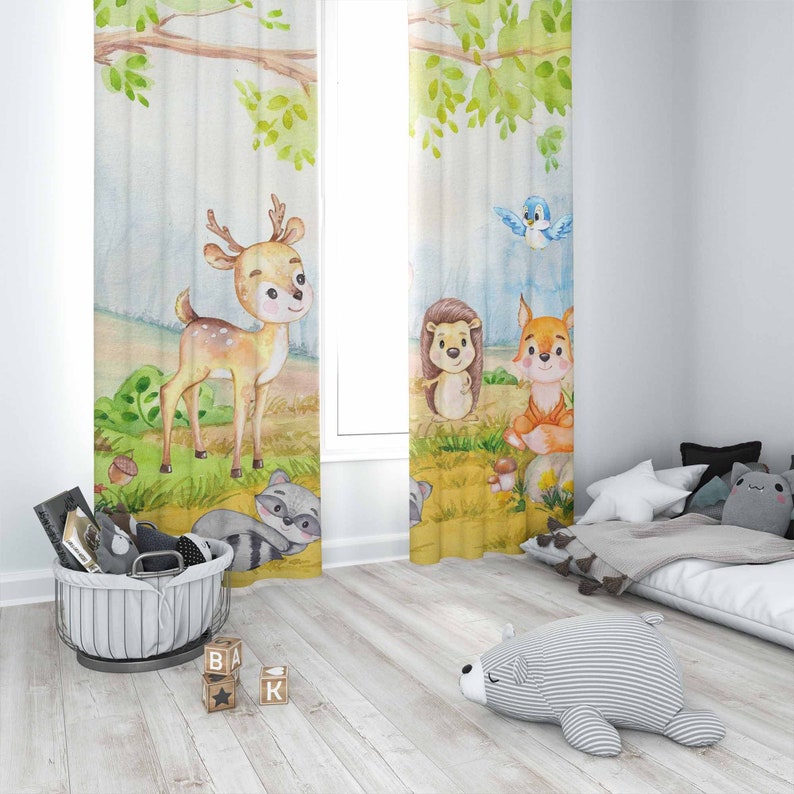 Woodland Animals Curtains Kids - Baby Nursery Youtube ulasan dan harga