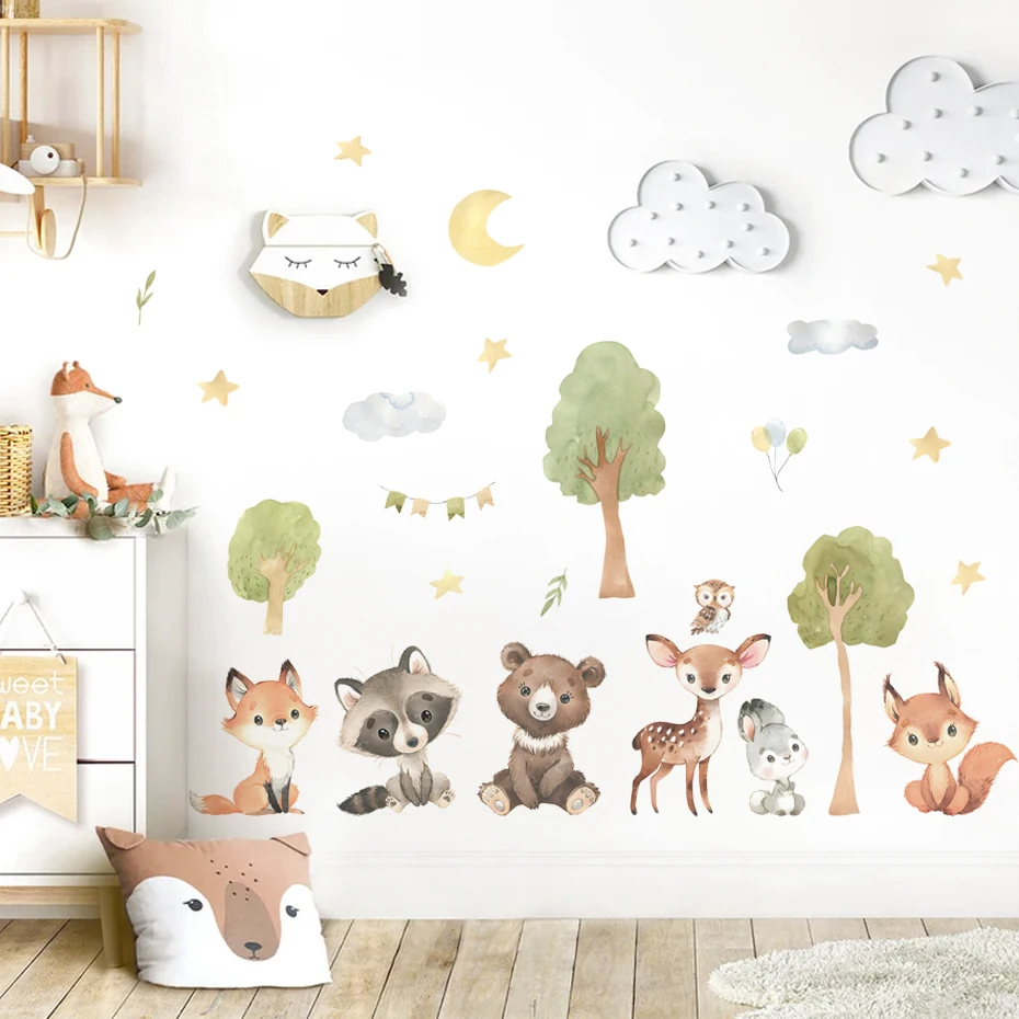 Forest Animals Theme Bear Deer - Baby Nursery Animal Theme ulasan dan harga