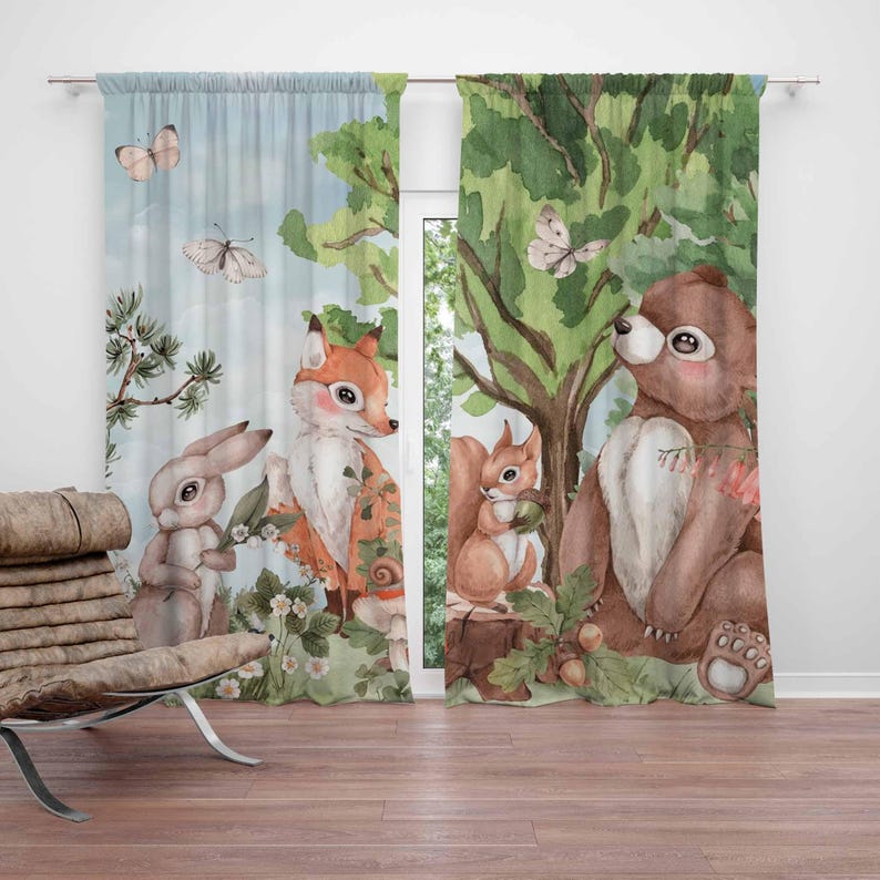 Forest Animals Curtains Kids B - Baby Nursery Youtube ulasan dan harga