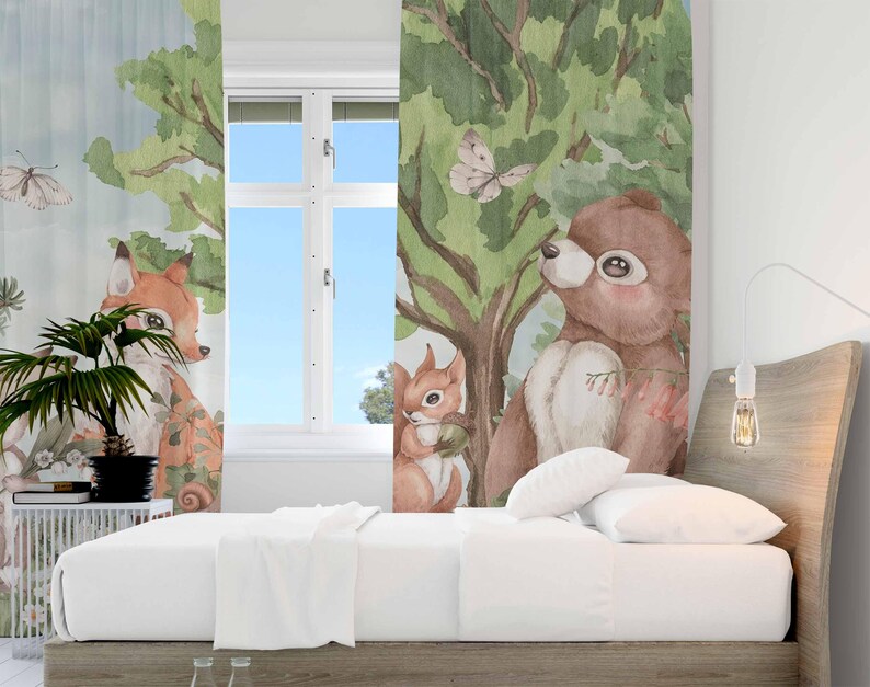 Forest Animals Curtains Kids B - Baby Nursery Youtube ulasan dan harga