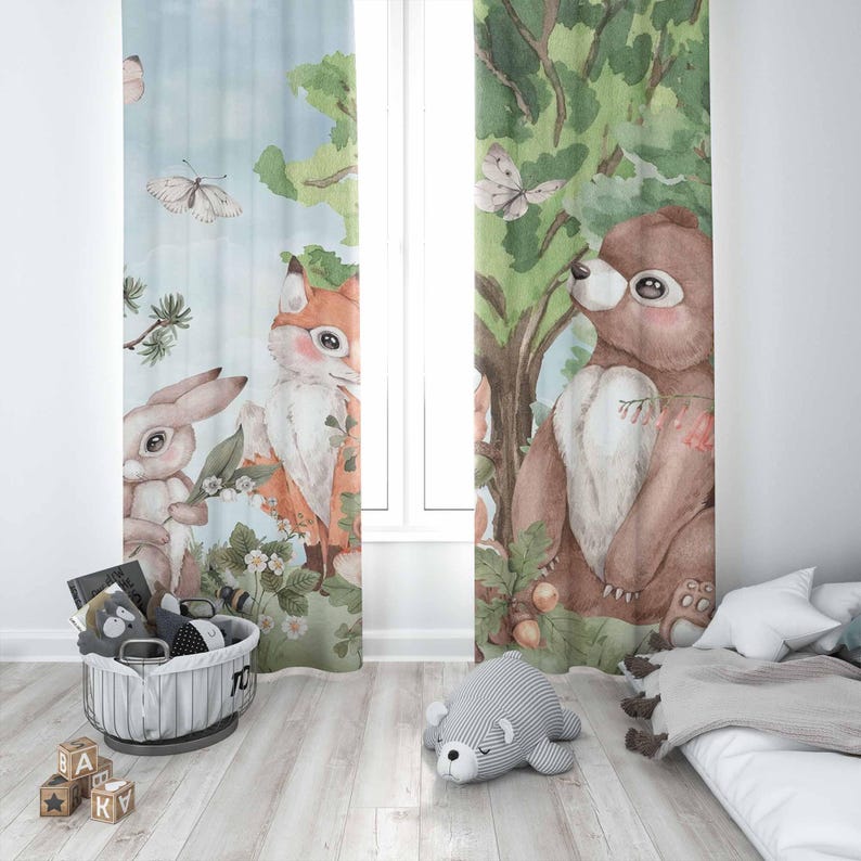 Forest Animals Curtains Kids B - Baby Nursery Youtube ulasan dan harga