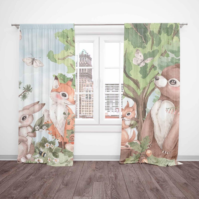 Forest Animals Curtains Kids B - Baby Nursery Youtube ulasan dan harga