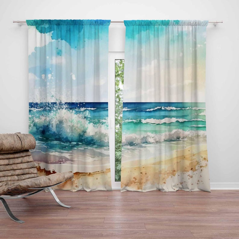 Sea Wave Curtains Ocean Nature - Baby Nursery Youtube ulasan dan harga