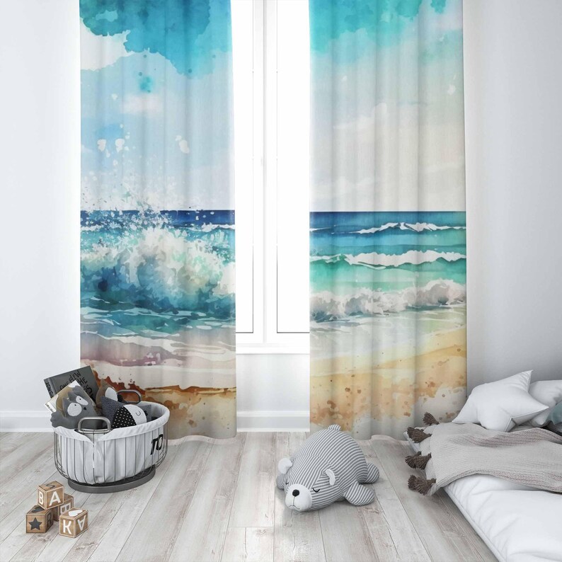 Sea Wave Curtains Ocean Nature - Baby Nursery Youtube ulasan dan harga