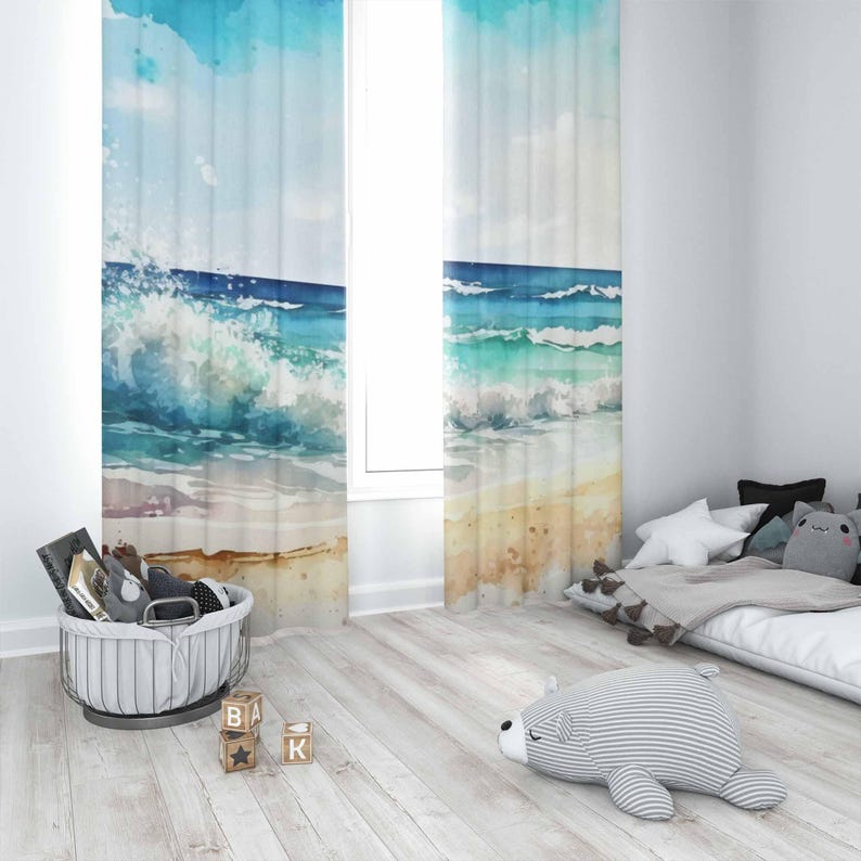 Sea Wave Curtains Ocean Nature - Baby Nursery Youtube ulasan dan harga