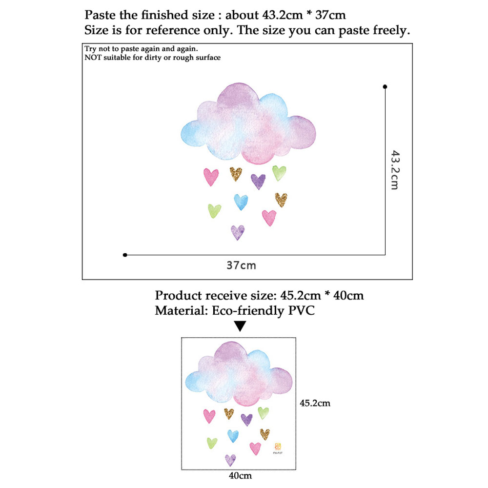 Hand Drawn Colorful Love Cloud - Baby Nursery Mural Wallpaper ulasan dan harga