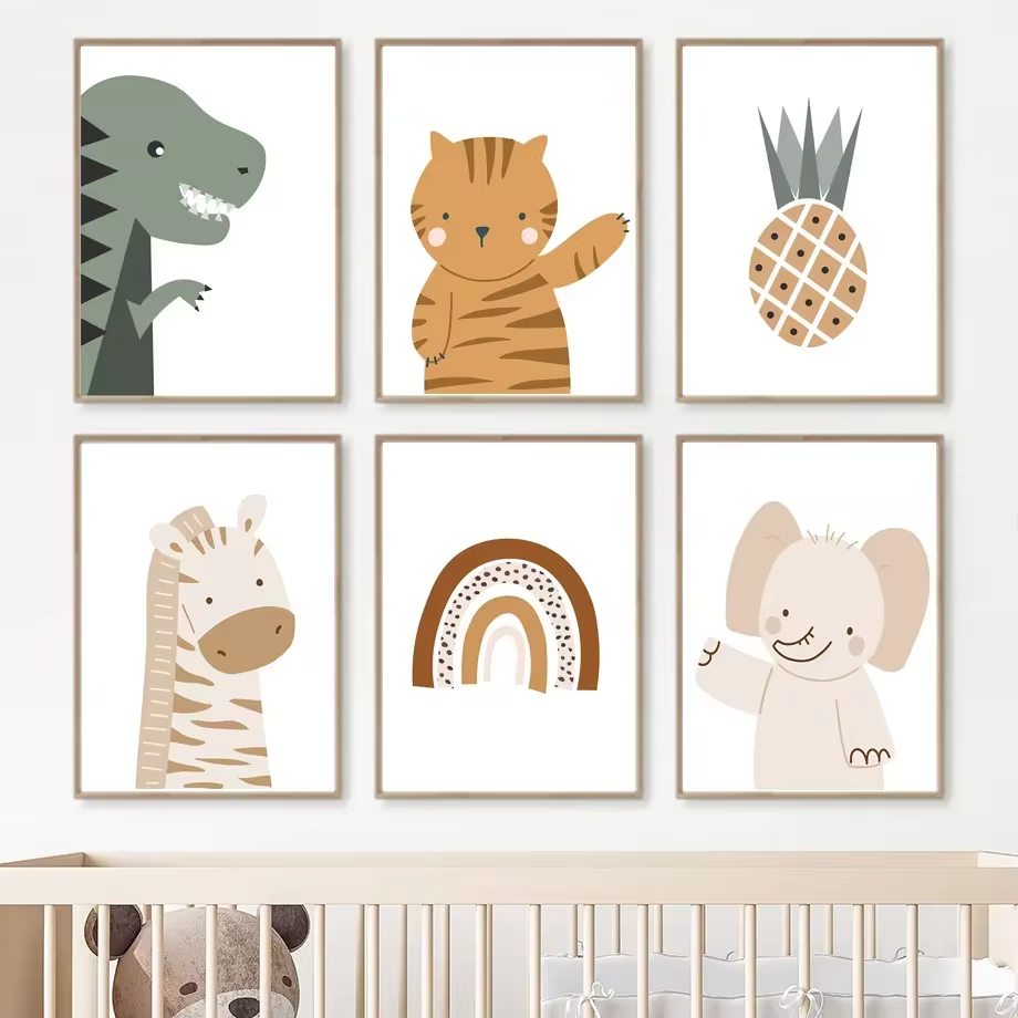 Rainbow Sun Lion Dinosaur Alph - Baby Nursery Animal Pictures ulasan dan harga