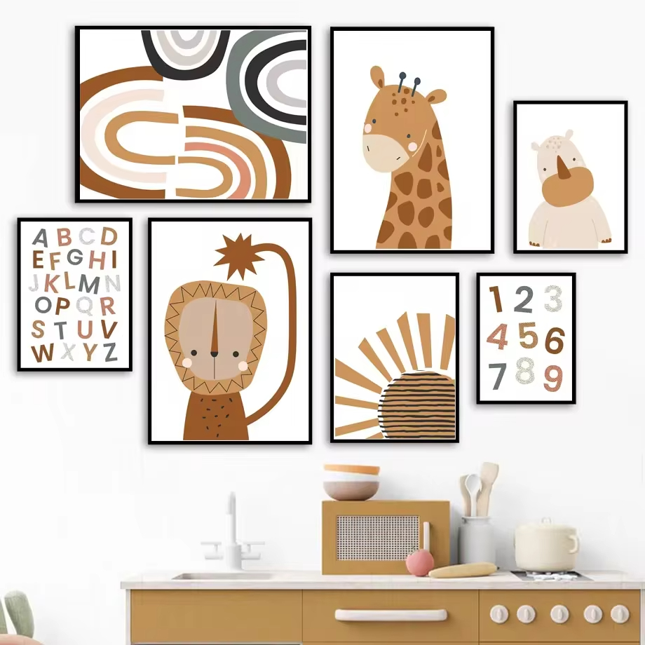 Rainbow Sun Lion Dinosaur Alph - Baby Nursery Animal Pictures ulasan dan harga